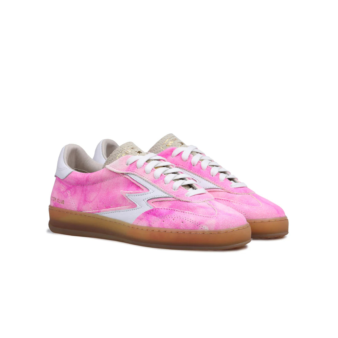 SNEAKER CLUB ROSA DETTAGLI PELLE BIANCA